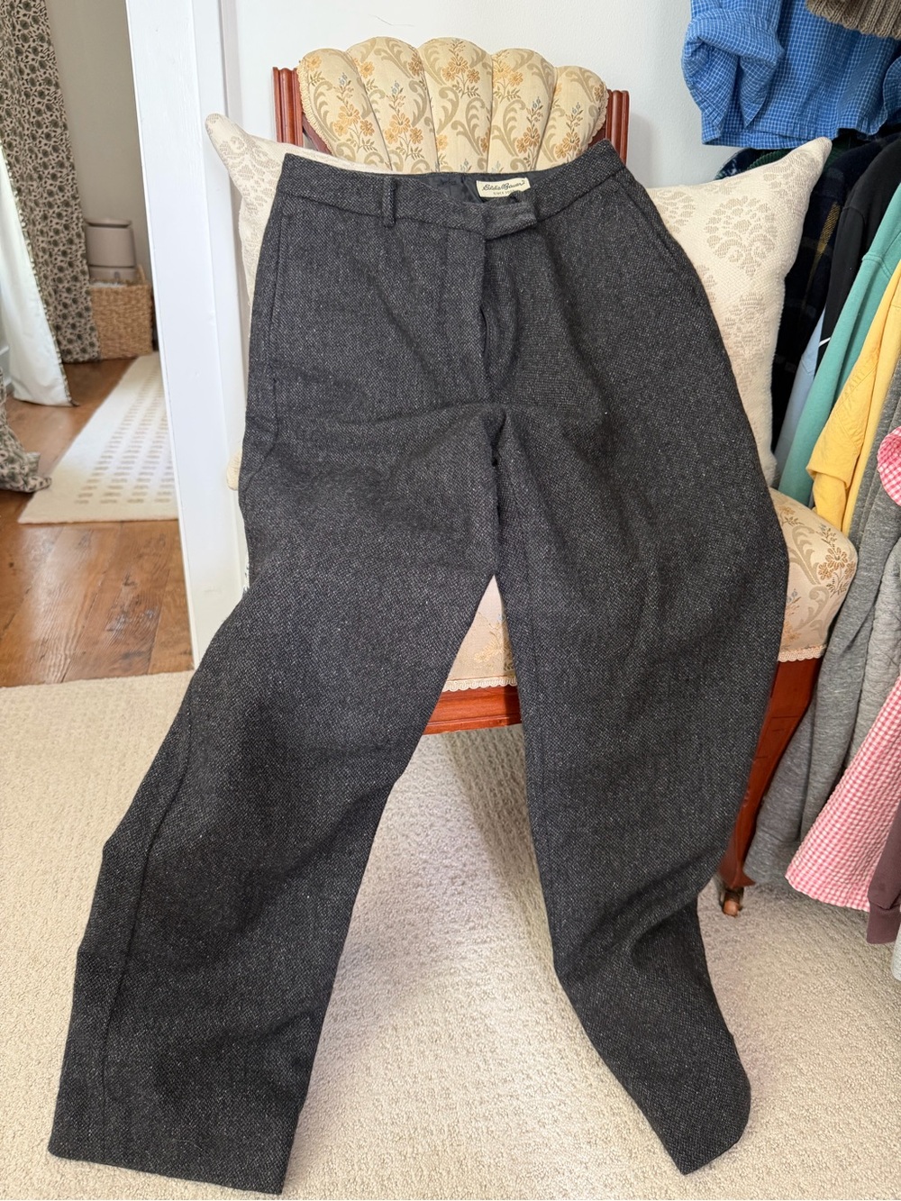 Eddie Bauer Charcoal Wool Herringbone Dress Pants